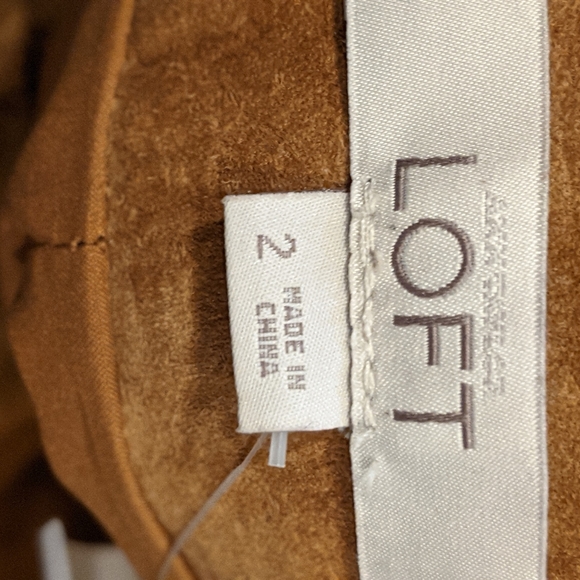 NWT Loft Leather midi Skirt with pockets Boho camel color size 2 - Picture 2 of 13